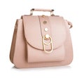 Women`s fashion accessories. Leather woman handbag on white background