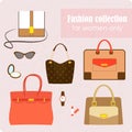 Women's fashion collection of bags and accessories