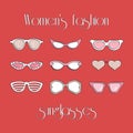 Women's fashion isolated sunglasses set