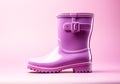 Women\'s fashion pink rain boots. Super detailed. Winter time. AI generated