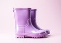 Women\'s fashion pink rain boots. Super detailed. Winter time. AI generated