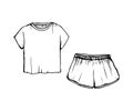 Drawing Pajamas.white shorts and t-shirt. Vector sleepwear isolated illustration. Women s fashion Sleepwear Royalty Free Stock Photo