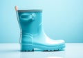 Women\'s fashion turquoise rain boots. Super detailed. Winter time. AI generated