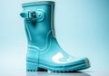 Women\'s fashion turquoise rain boots. Super detailed. Winter time. AI generated