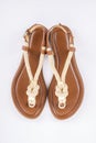 Women`s Fashionable Brown Leather Sandals Royalty Free Stock Photo