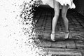 Women`s feet in heels in a dark alley of the city Royalty Free Stock Photo