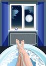 Women`s feet, legs in the bathtub, bathroom. Royalty Free Stock Photo