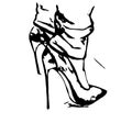 Women`s feet shod in high-heeled shoes-graphic image Royalty Free Stock Photo