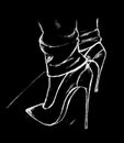 Women`s feet shod in high-heeled shoes Royalty Free Stock Photo