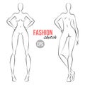 Women`s figure fashion sketch. Template for designers of clothes. Different poses. Vector illustration