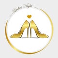 Women`s golden shoes high heel fashion ladies night Royalty Free Stock Photo