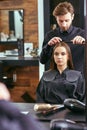 Women's haircut. hairdresser, beauty salon