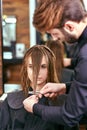 Women's haircut. hairdresser, beauty salon