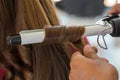 Women`s haircut. hairdresser, beauty salon.soft and blur style for background.blur image of people at haircut shop.