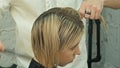 Women`s haircut. hairdresser, beauty salon Royalty Free Stock Photo