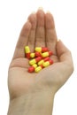 Women's hand with pills