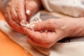 Women's hands crocheting Royalty Free Stock Photo