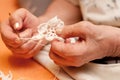 Women's hands crocheting Royalty Free Stock Photo