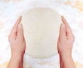 Women's hands knead the dough