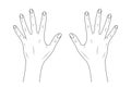 Women`s hands, nails. Vector stock illustration eps10. Outline.