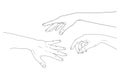 Women`s hands, nails. Vector stock illustration eps10. Outline.