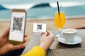 Scan to get discounts or pay for juice. Royalty Free Stock Photo