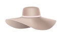 women\'s hat with a wide brim in a delicate powder color on a white background