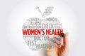 Women`s Health apple word cloud collage, medical concept background