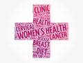 Women`s Health cross word cloud collage, medical concept background