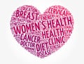 Women`s Health heart word cloud collage, medical concept background