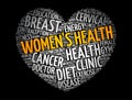 Women`s Health Heart Word Cloud Collage, Medical Concept Background