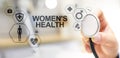 Women`s health. Medical Healthcare concept on virtual screen.