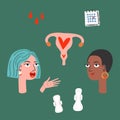 Women`s health during period conceptual vector illustration.