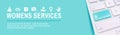 Women`s Health Services Icon Set Web Header Banner - Abstract De