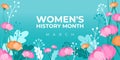 Women`s History Month. Vector banner, poster, flyer, greeting card for social media with the text Women s History Month, march.