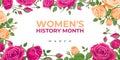 Women`s History Month. Vector banner, poster, flyer, greeting card for social media with the text Women s History Month