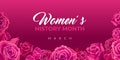 Women`s History Month. Vector web banner, poster, flyer, greeting card for social media with the text Women s History Month, marc