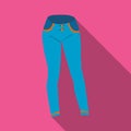 women s jeans. Casual jeans comfortable clothing for women. Woman clothes single icon in flat style vector symbol