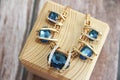 Women`s jewelry gold jewelry necklace with blue a gemstone Royalty Free Stock Photo