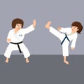 Female karate sparring vector cartoon