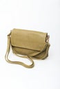 Women's khaki leather bag, isolate on a white background. front view Royalty Free Stock Photo
