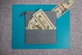 Womens wallet with banknotes. Dollar bills. Dollars in a wallet. Royalty Free Stock Photo