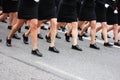 Women`s legs marching. Women in the military parade Royalty Free Stock Photo