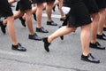 Women`s legs marching. Women in the military parade Royalty Free Stock Photo