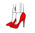 Women`s feet shod in red high-heeled shoes-graphic image Royalty Free Stock Photo