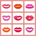 Women`s lips icon set
