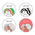 Women s love. vector illustration with a set of stickers of lesbian couples. Two girls kissing. for social networks Royalty Free Stock Photo