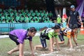 Women`s 100-meter running race in color sports event