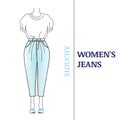 Women`s must have blue Slouchy Jeans with loose silhouette