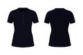 Women`s navy blue henley t-shirt mockup